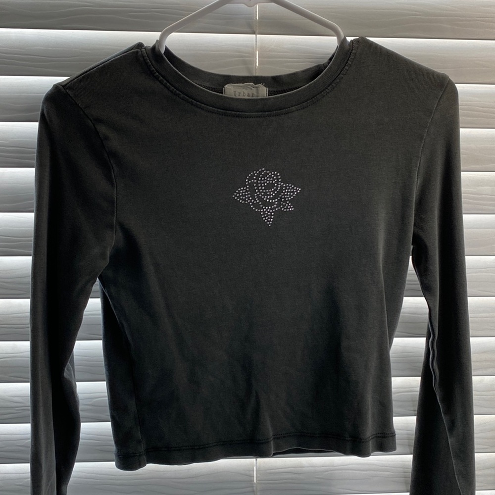 rhinestone rose long sleeve